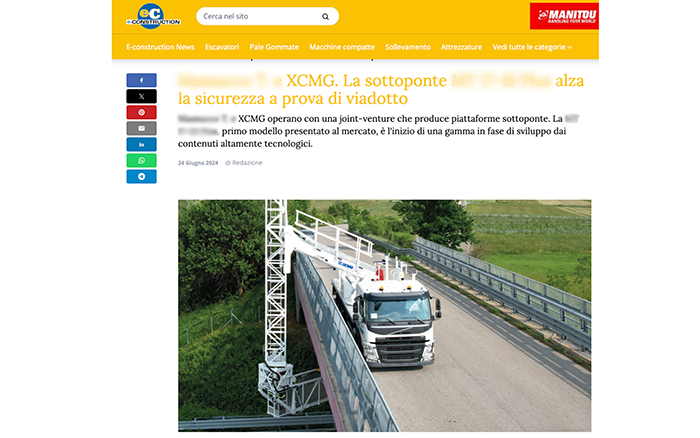 欧洲媒体e-CONSTRUCTION点赞PT视讯桥梁检测车